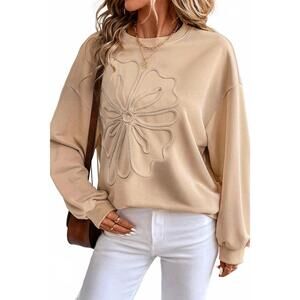 NEW DEAR LOVER floral embroidered drop shoulder sweatshirt in dusty pink